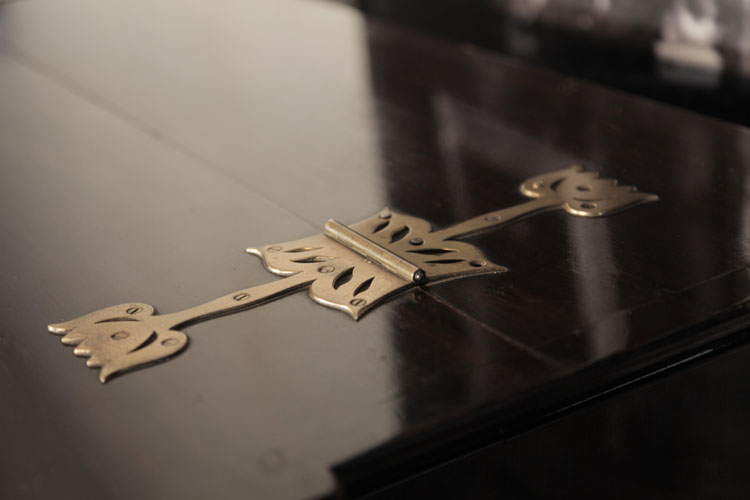 Bechstein large brass hinges in stylised floal design on top lid