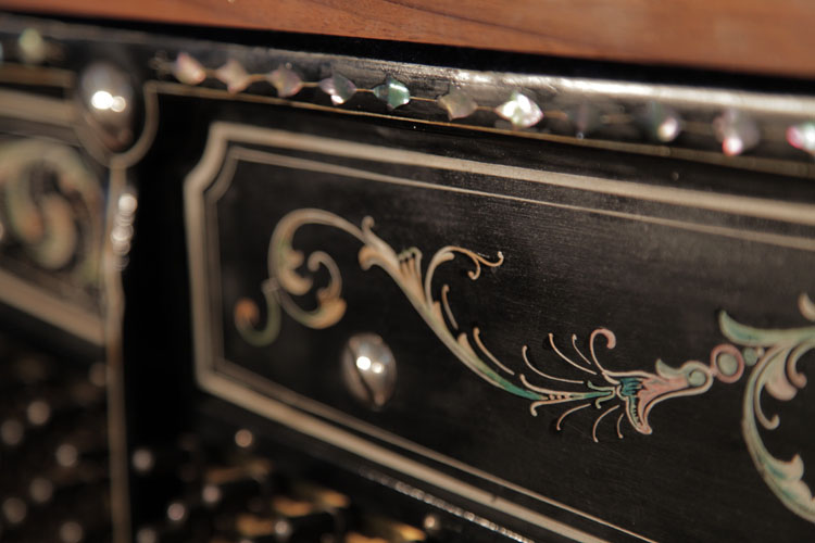 Gast painted piano frame detail with mother of pearl inlay
