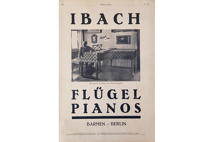 Richard Strauss at his piano in an Ibach piano advert