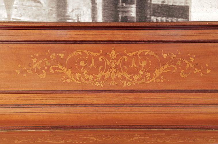Pleyel front panel inlaid with scrolling acanthus, foliage and flowers in a Neoclassical design
