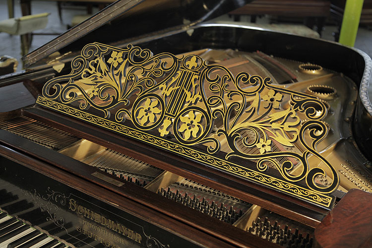 Schiedmayer filigree music desk in an arabesque design with central lyre and gilt accents