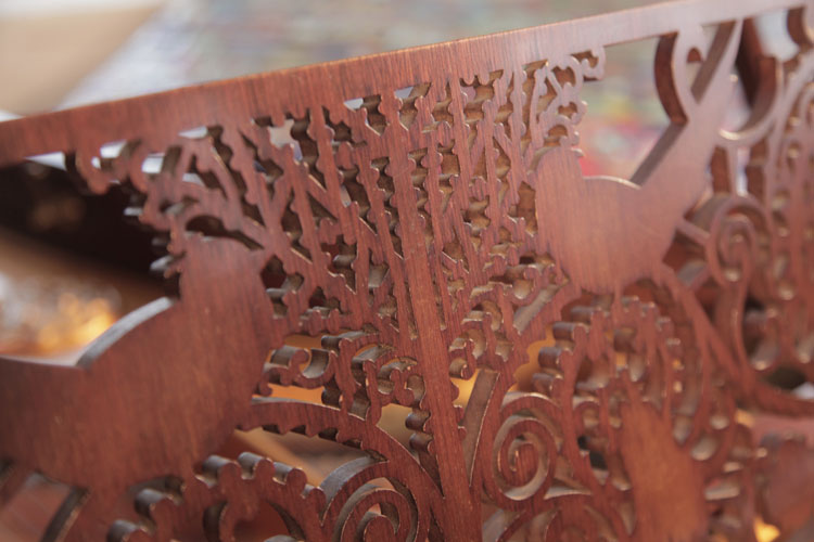 Schiedmayer Arts and Crafts style, music desk openwork detail of a stylised tree
