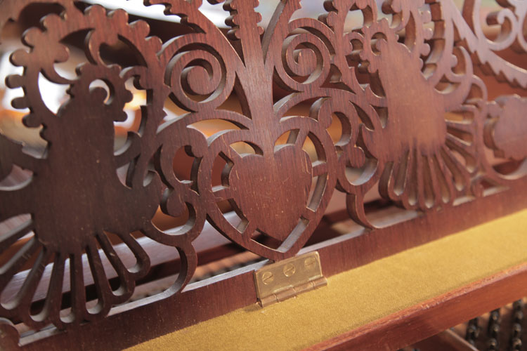 Schiedmayer Arts and Crafts style, music desk openwork detail of a heart surrounded by arabesque scrolls
