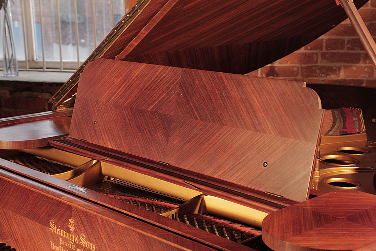 Steinway  piano music desk in quartered kingwood