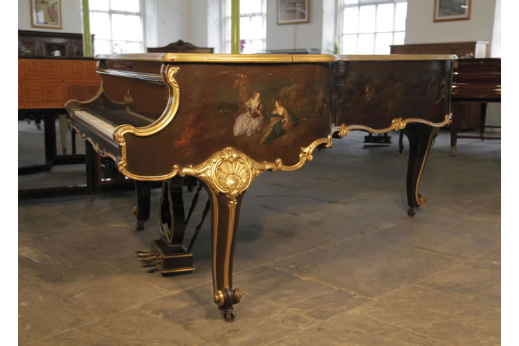 Steinway hand-painted cabinet side view 