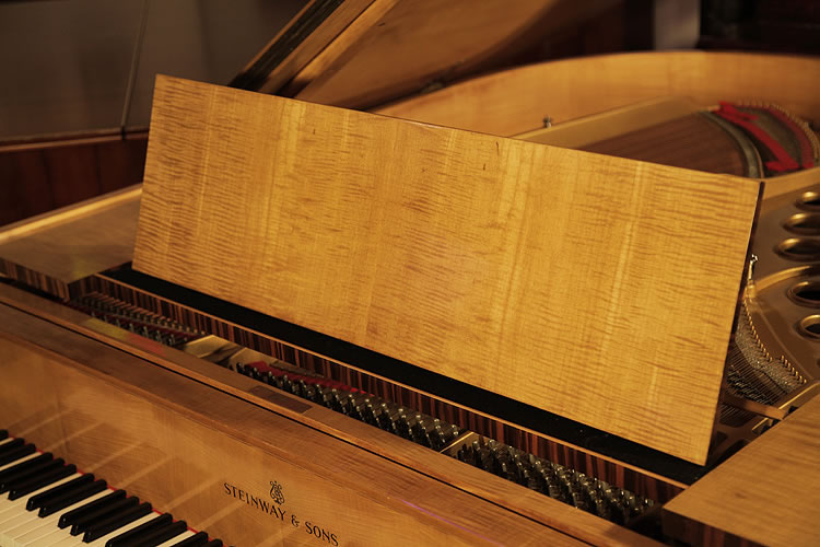 Steinway model M music desk in book-matched maple