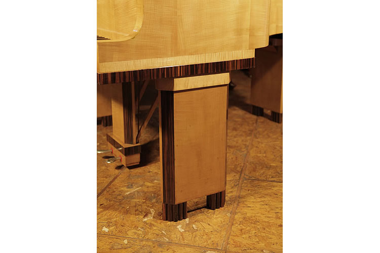 Steinway model M art-deco style, piano leg in maple with coromandel accents