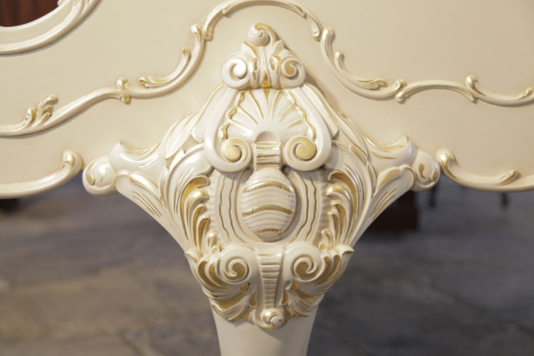 Steinway Model O cabriole piano leg carved with anthemions, cabuchons and scrolling foliage with gilt accents