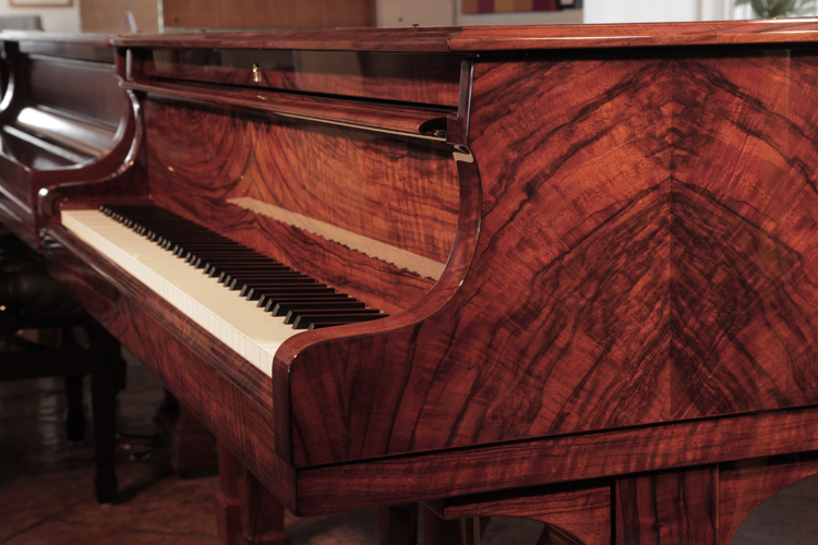Steinway Model S rounded piano in figured walnut