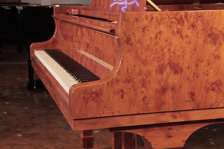Steinway Model S piano in matched yew
