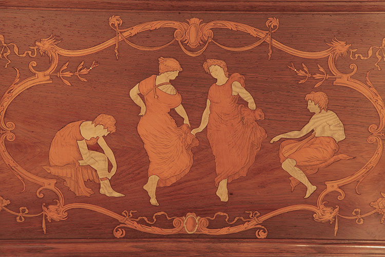 Steinway inlay of dancing ladies in voluminous gowns