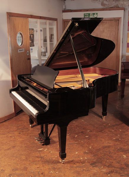 Reconditioned, 1982, Steinway Model A grand piano for sale with a black case and spade legs