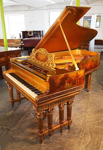 The Golden Age of Pianos. A 1910, Rococo style, Steinway Model B grand piano for sale with a gold case