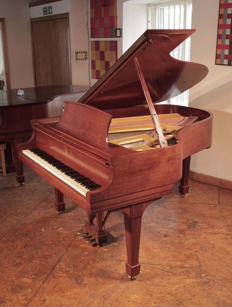 Reconditioned, 1966, Steinway Model L grand piano for sale with a polished, sapele mahogany case and spade legs
