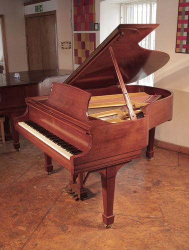 The Golden Age of Pianos. Reconditioned, 1966, Steinway Model L grand piano for sale with a polished, sapele mahogany case and spade legs