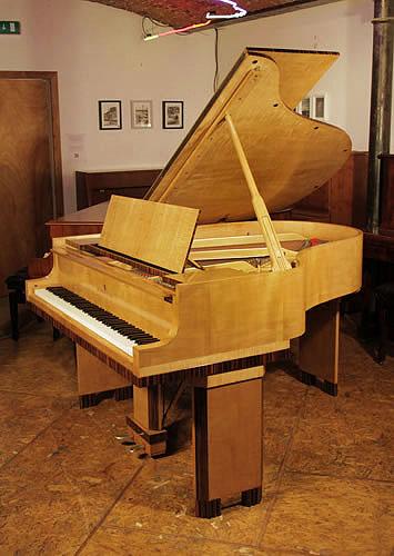 Art-Deco style,  1932, Steinway Model M grand piano for sale with a crossbanded, maple and coromandel case. Cabinet features strong geometric styling.