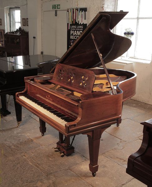 Bespoke 1903, Steinway Model O grand piano for sale with a polished, rosewood case and music desk featuring cut-out hearts. Piano has an eighty-eight note keyboard and a two-pedal lyre.