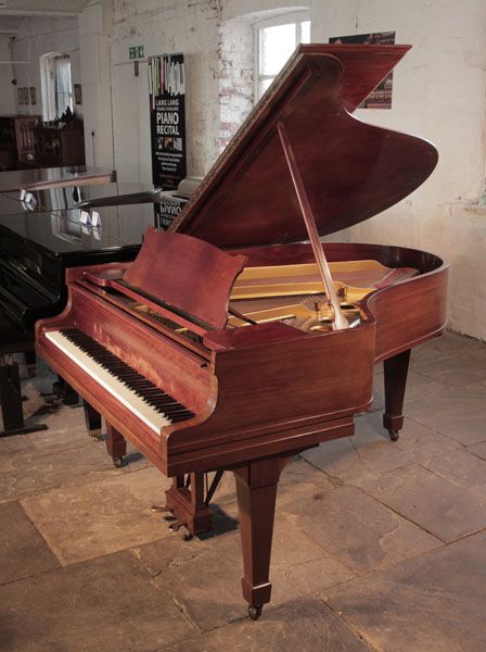 A 1927, Steinway Model O grand piano for sale with a figured, mahogany case and spade legs  