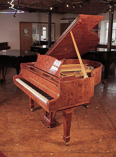Golden Age of Pianos. Crown Jewels, 1991, Steinway Model S baby grand piano with a yew case and spade legs