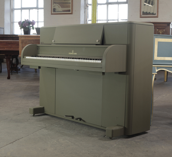 Golden age of pianos. A 1944, Steinway Victory Vertical upright piano for sale with an olive drab case. This uprighas airdropped onto battlefields during WWII for the entertainment of G.I. American troops